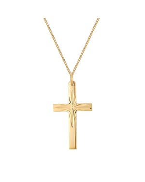 Rolled Gold Diamond-Cut Cross Pendant Necklace