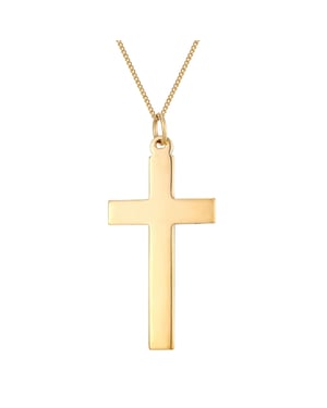 Rolled Gold Large Plain Cross Pendant Necklace