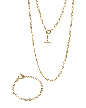 Rolled Gold Figure of Eight T-Bar 20" Necklace and 7.5" Bracelet Set