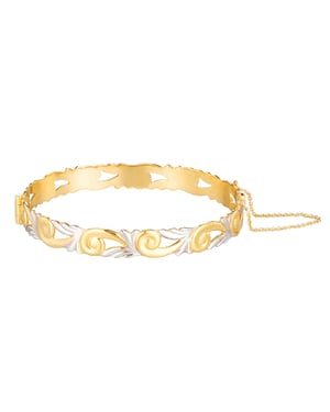 Rolled Gold Two-Tone Filigree Hinged Bangle