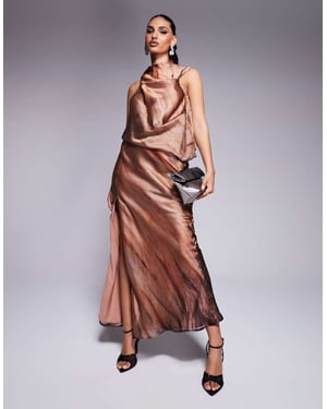 ASOS DESIGN high neck drape maxi dress in abstract print