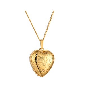 28mm Rolled Gold Vintage-Style Heart Locket Necklace