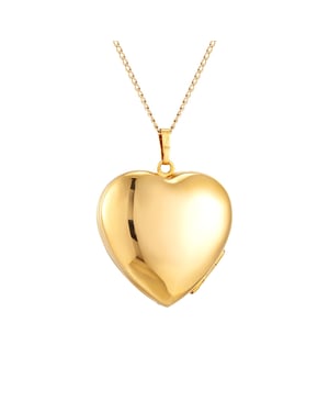 33mm Rolled Gold Plain Heart Locket Necklace