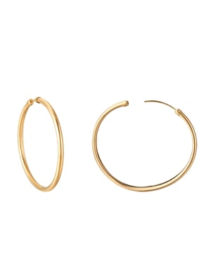 45mm Rolled Gold Tube Hoop Earrings