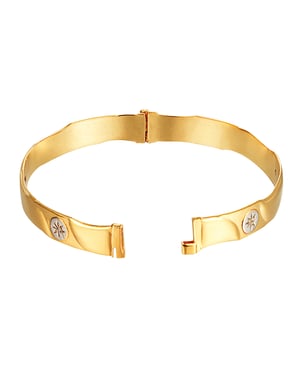 Rolled Gold Two-Tone Diamond Starburst Wave Bangle