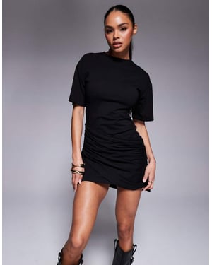 ASOS DESIGN draped front T-Shirt mini dress Black