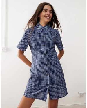 Reclaimed Vintage mini shirt dress in blue check