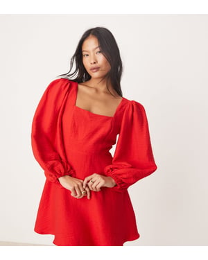 Nobody's Child Petite Loredana long sleeve a-line mini dress in red