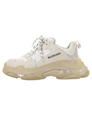 Balenciaga Triple S Clear Sole Sneakers in White Polyester
