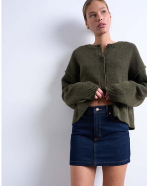 Topshop denim pelmet mini skirt in raw look indigo