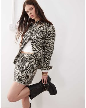 Noisy May denim mini skirt co-ord in zebra