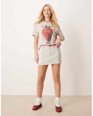 Abercrombie & Fitch denim mini skirt in light grey