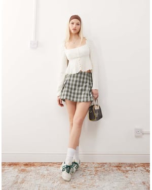 Reclaimed Vintage mini skort in green check