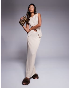 Kaiia exclusive fine knit column maxi skirt co-ord in oatmeal