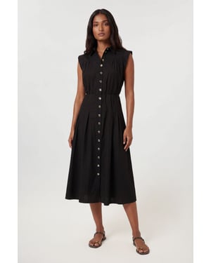 Cotton Poplin Button Up Midi Dress
