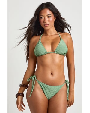 Textured Triangle Top & Tie Side Bikini Bottoms