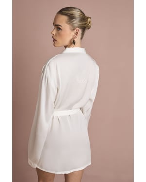 Bridal 'Bride' Satin Embroidered Short Robe