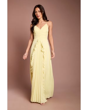 Pleat Detail V Neck Bridesmaid Maxi Dress