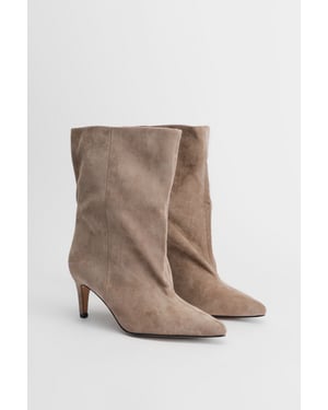 Betty Faux Suede Medium Heel Pointed Boots