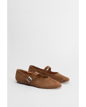 Tara Faux Suede Square Toe Ballet Pumps