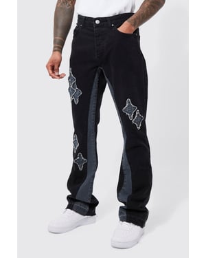 Slim Flare Applique Panel Jeans