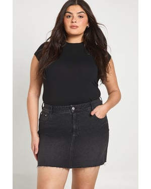 Plus Denim Mini Skirt