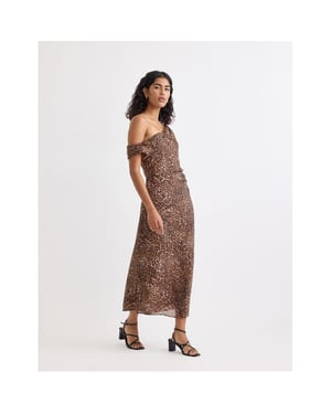 Women's Nobodys Child Skylar One Shoulder Midi Slip Dress in Multi