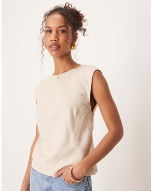 Abercrombie & Fitch open back detail cap sleeve top in beige