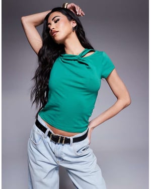 ASOS DESIGN short sleeve t-shirt with twist detail in green