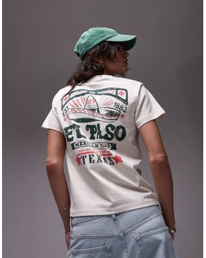 Topshop graphic Texas El Paso boxy tee in ecru