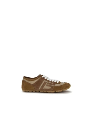 Balmain Beige Kalfskleren Bos Taurus Sport Sneakers