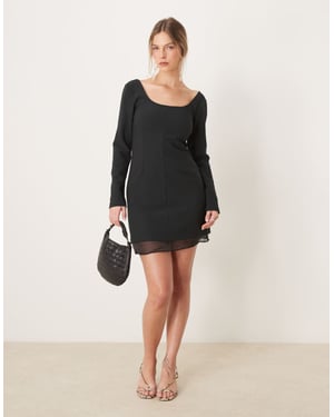 Abercrombie & Fitch mini klänning med scoop neck och genomskinlig insats i svart