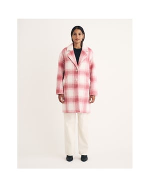 Women's Nobodys Child Plaid Teddy Bear Coat in Pink