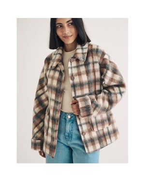Women's Nobodys Child Pkt Detail Relaxed Fit Long Sleeve Shirt in Brown