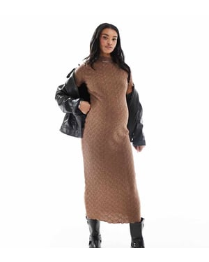 Mamalicious texturerad jerseykjol midi med salladskant i brunt