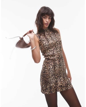 Topshop plisserad leopardmönstrad minikjol i flera färger