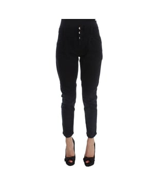 Costume National Svarta Bomull Croppade Jeans