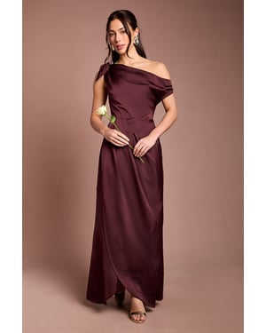 Fallen Shoulder Bow Detail Bridesmaid Maxi Dress