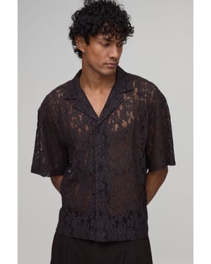 Oversized Boxy Revere Short Sleeve Lace Shirt