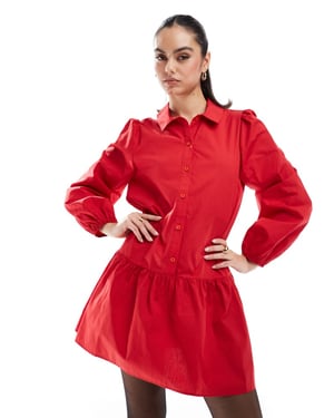 Miss Selfridge skjorta mini klänning i röd