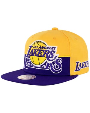 Mitchell & Ness NBA Los Angeles Lakers Half and Half Purple/Yellow Cap