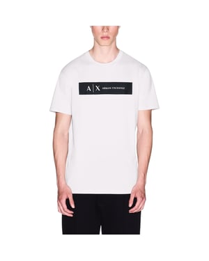 Armani Exchange Mens T-Shirts Central Logo Print Cotton Tee Summer Top Black
