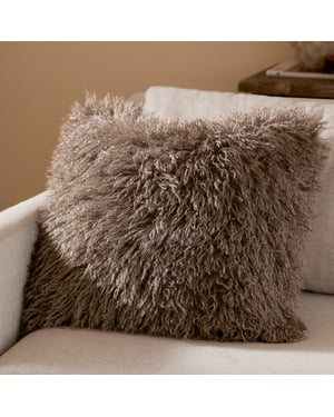 Furn Rowan Faux Fur Cushion Cover, Mocha