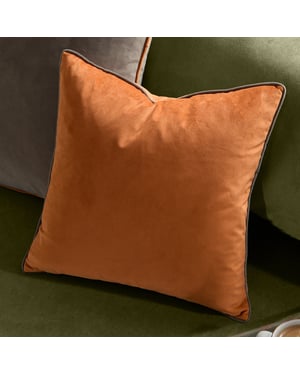 Furn Meridian Velvet Cushion Cover, Pumpkin/Mocha