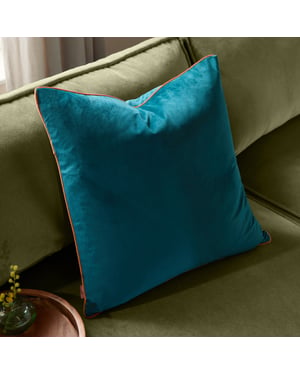 Furn Meridian Velvet Cushion Cover, Teal/Tiger