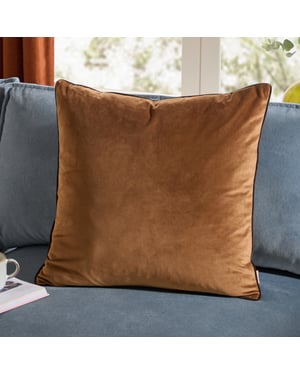 Furn Meridian Velvet Cushion Cover, Caramel/Chocolate