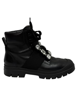Roger Vivier Walky Viv' enkellaarsjes met kristallen versiering in zwart leer