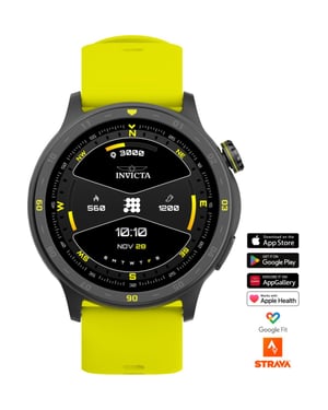 Invicta I-Tech 2 ITECH-002 Herenhorloge - Smartwatch Uurwerk - Roestvrij Staal met Zwarte Wijzerplaat - 45 mm