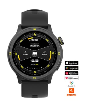 Invicta I-Tech 2 ITECH-001 Herenhorloge - Smartwatch Uurwerk - Roestvrij Staal met Zwarte Wijzerplaat - 45 mm