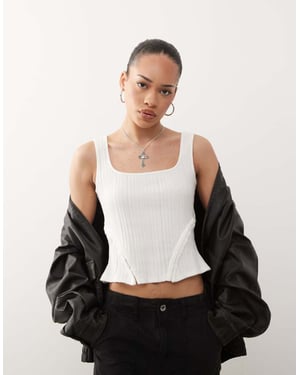 COLLUSION hook and eye detailed vest in white